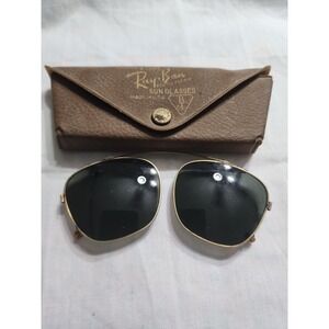 VTG Ray-Ban Bausch and Lomb Sunglasses Clip On Leather Case Brown Soft Suede